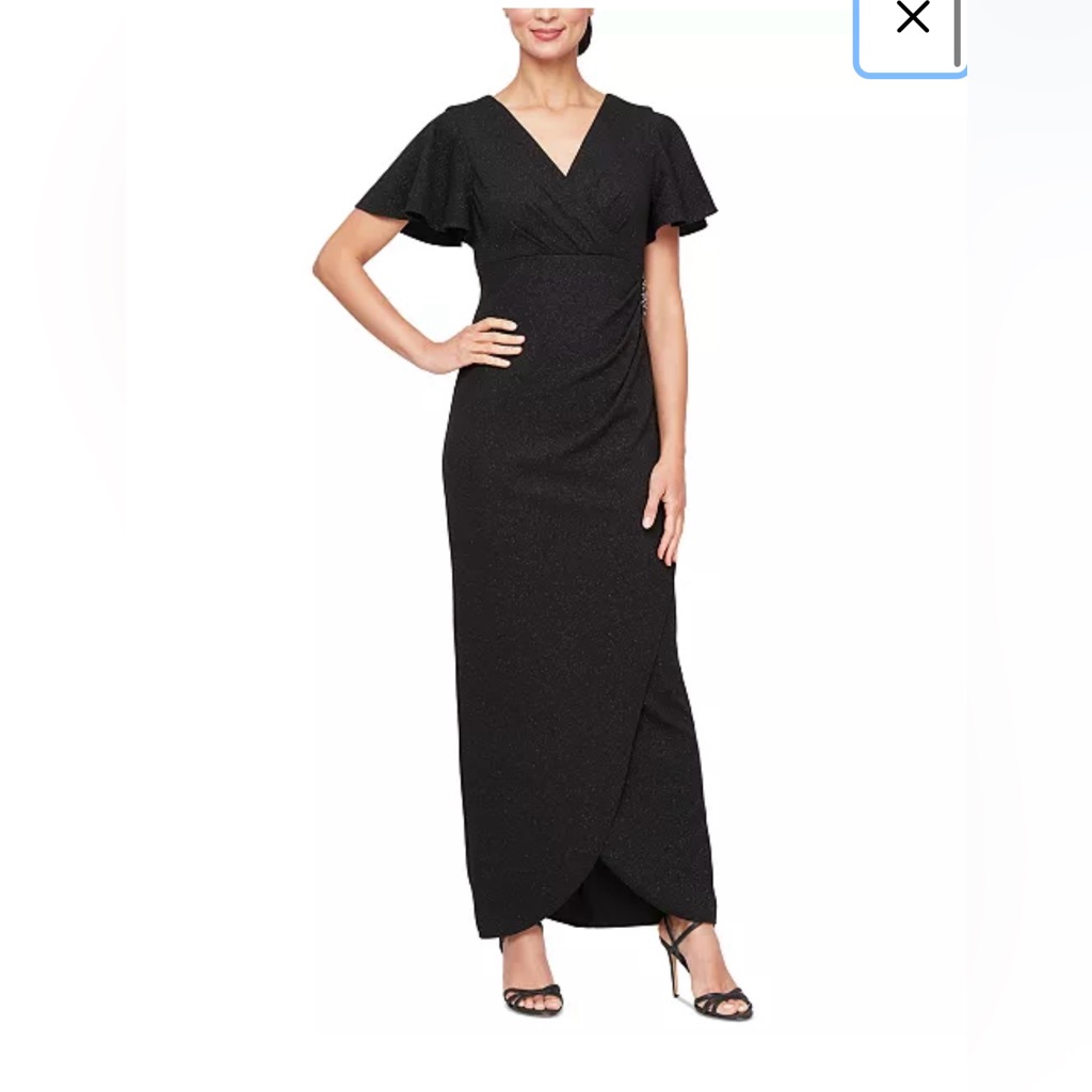 Slny Elegant Black Sparkle Dress With Rhinestone Detail Women Size 14